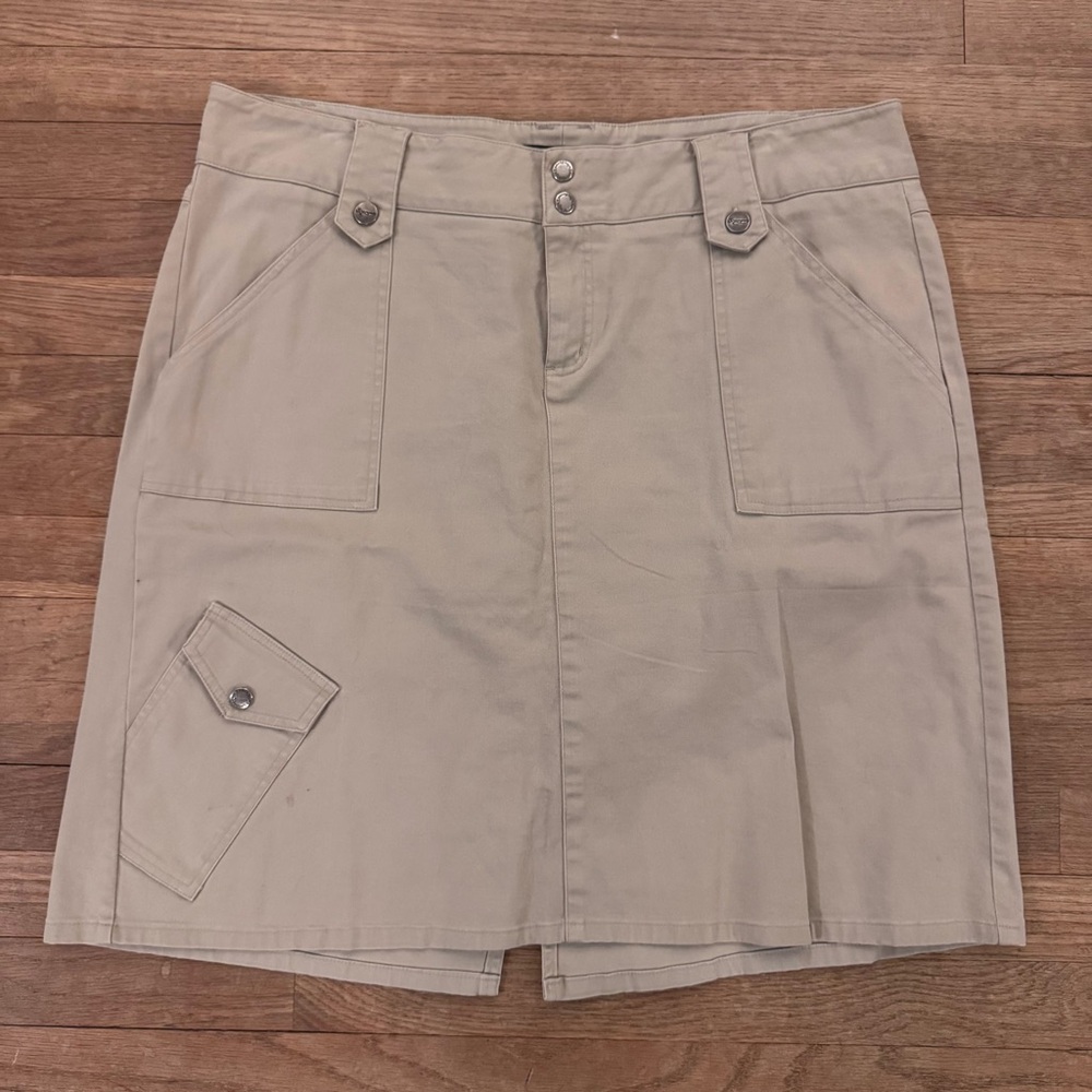 Spacegirlz Khaki Cargo Midi A-line Skirt with Pockets Size 16
 b79